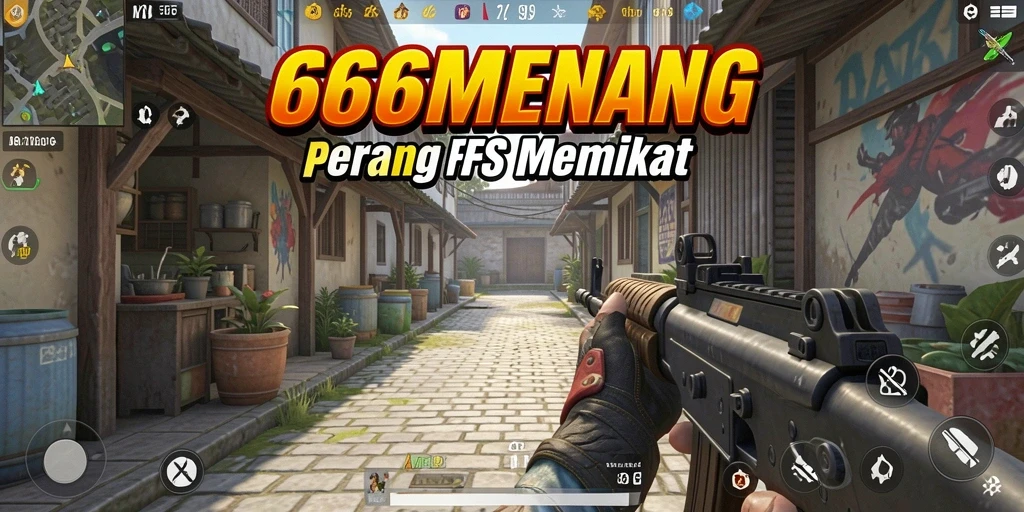 Tangkapan layar gameplay menegangkan dari 666MENANG dengan aksi tembak-menembak.