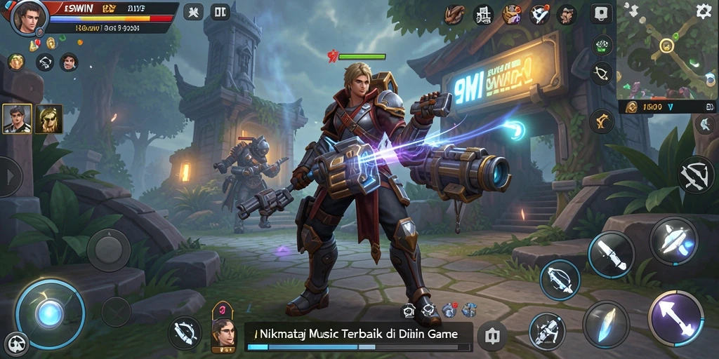 Screenshot gameplay 9WIN dengan visual yang menarik dan interaksi musik.