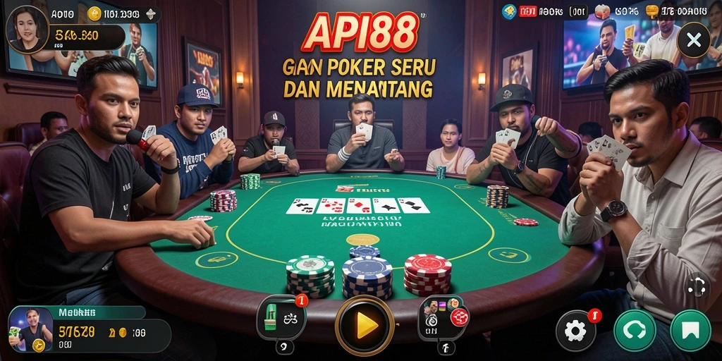 Tampilan gameplay Poker yang seru dan mendebarkan di API88.