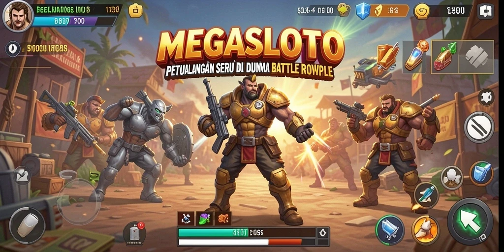 Tampilan gameplay seru dan intens dari MEGASLOTO dalam pertempuran Battle Royale.