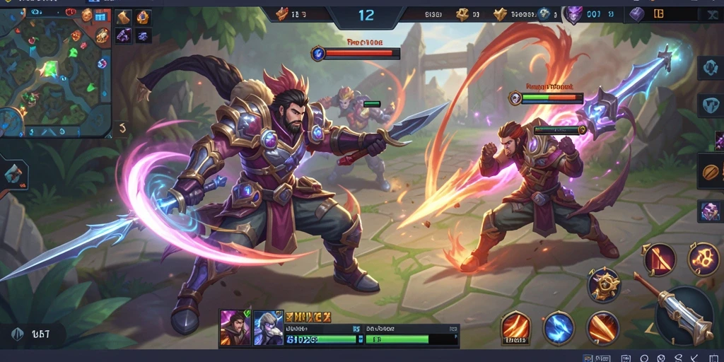 Tangkapan layar pertarungan epik dalam game MOBA.