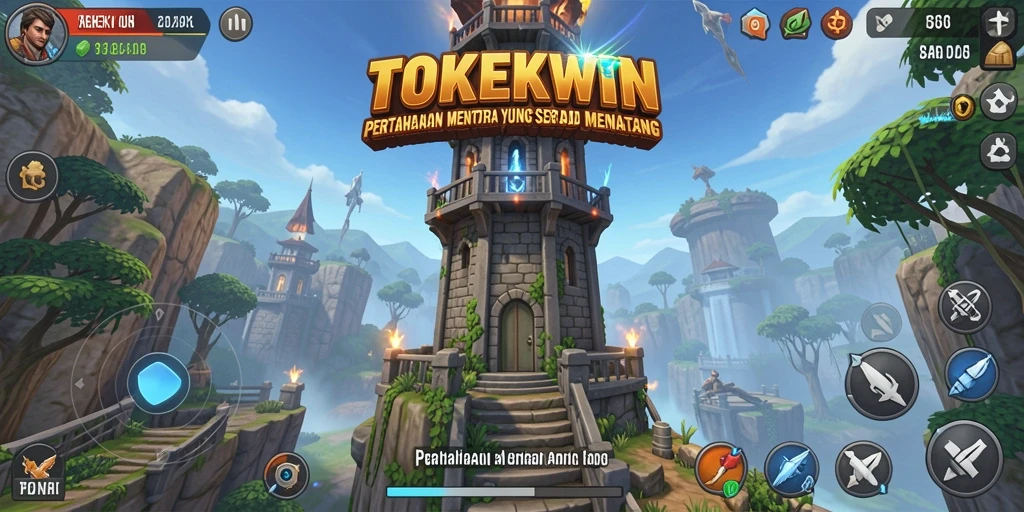Tampilan gameplay yang seru dalam TOKEKWIN Tower Defense.