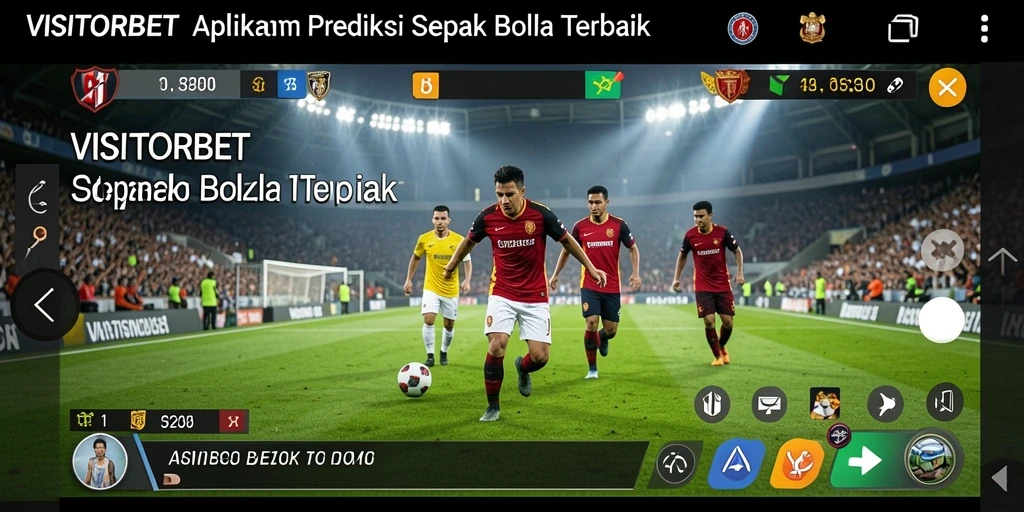 Tampilan gameplay VISITORBET yang menampilkan fitur prediksi dan statistik sepak bola.