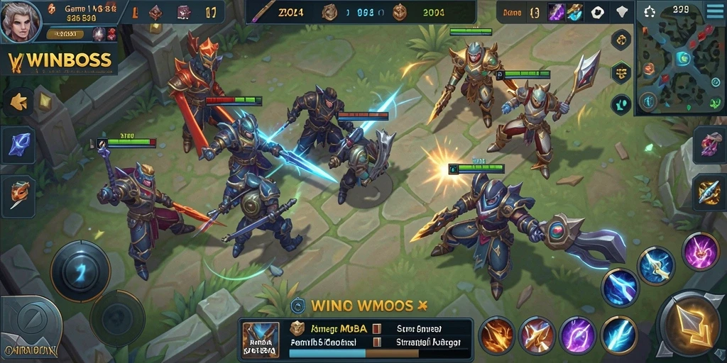 Gameplay menarik yang menampilkan pertarungan karakter MOBA.